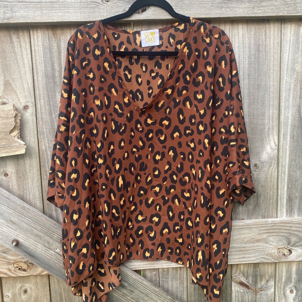 Cake Women's Leopard Print Tunic Top - Brown Sz M
